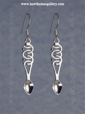 Silver Lovespoon Earrings With ( Links )