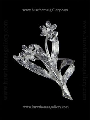Double Daffodil Silver Brooch