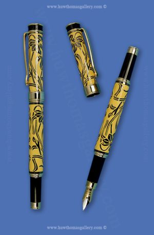 Fountain Pen Yellow & Silver Daffodil Design