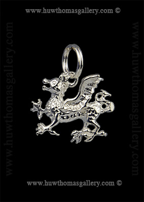 Silver Welsh Dragon Pendant / Necklace 3d