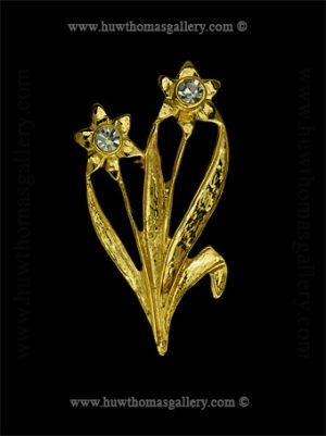 Double Daffodil Costume Brooch ( Gold )