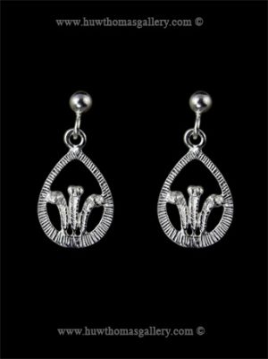 Silver Prince Of Wales 3 Feather Earrings