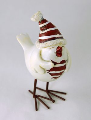 Christmas Robin Funny Bird With Striped Heart