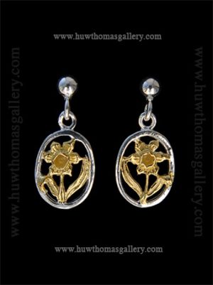 Silver & Gold Daffodil Earrings