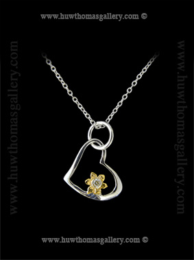 Heart Shaped Silver & Gold Daffodil Pendant (small)