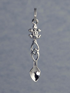 Silver Prince Of Wales 3 Feather Lovespoon Pendant