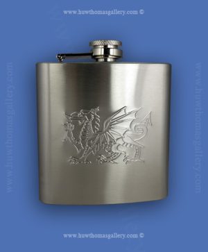 Welsh Dragon Hip Flask 6oz – Stainless Steel
