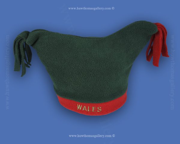 Child’s Green Welsh Fleece Hat With Tassels & Wales