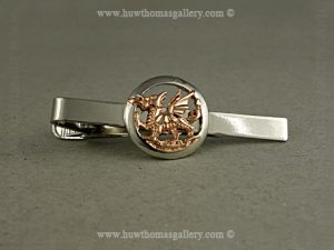 Welsh Dragon Tie Slide With Rose Gold ( Silver Finish )
