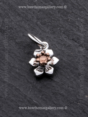 Rg Silver Daffodil Flower Pendant / Necklace Rose Gold