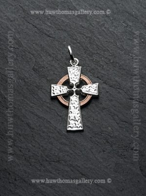 Silver & Rose Gold Celtic Cross Pendant / Necklace