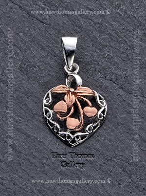 Silver & Rose Gold Heart Shaped Pendant / Necklace – Cherry Friut