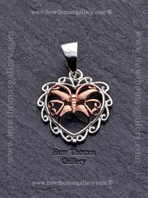 Silver & Rose Gold Pendant / Necklace – Butterfly
