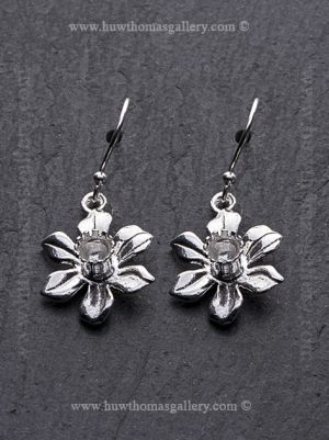 Silver Daffodil Large Flower Head Earrings