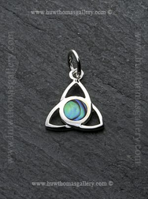 Silver Celtic Pendant / Necklace With Paua Shell (trinity Knot)