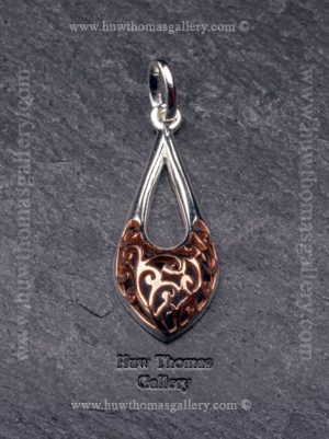 Silver & Rose Gold Pendant / Necklace   (spirals Pattern)