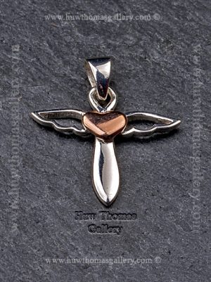 Silver & Rose Gold Angel Pendant / Necklace (rose Gold Heart)