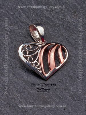 Silver & Rose Gold Heart Shaped Pendant / Necklace