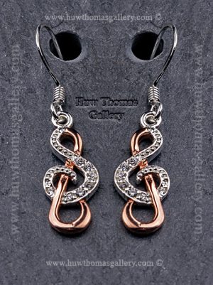Silver & Rose Gold Treble Clef Earrings