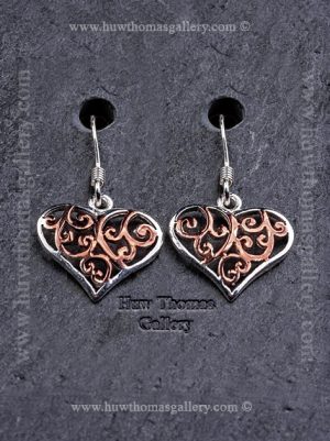 Silver & Rose Gold Heart Earrings