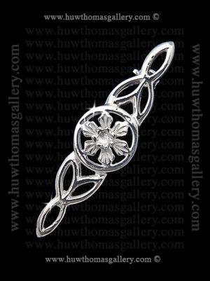 Silver Daffodil Brooch With Celtic Knotwork