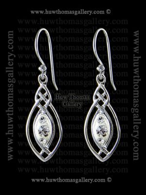 Silver Plated Pewter Celtlc Earrings ( Clear Stones )