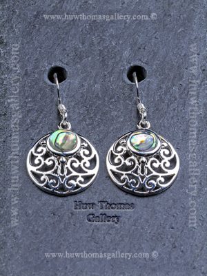 Silver & Paua Shell Earrings (round)