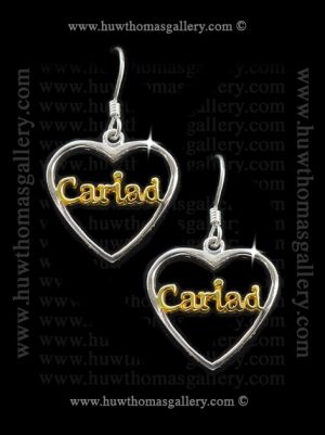 Cariad Silver Earrings – Gold ( Heart Shaped )